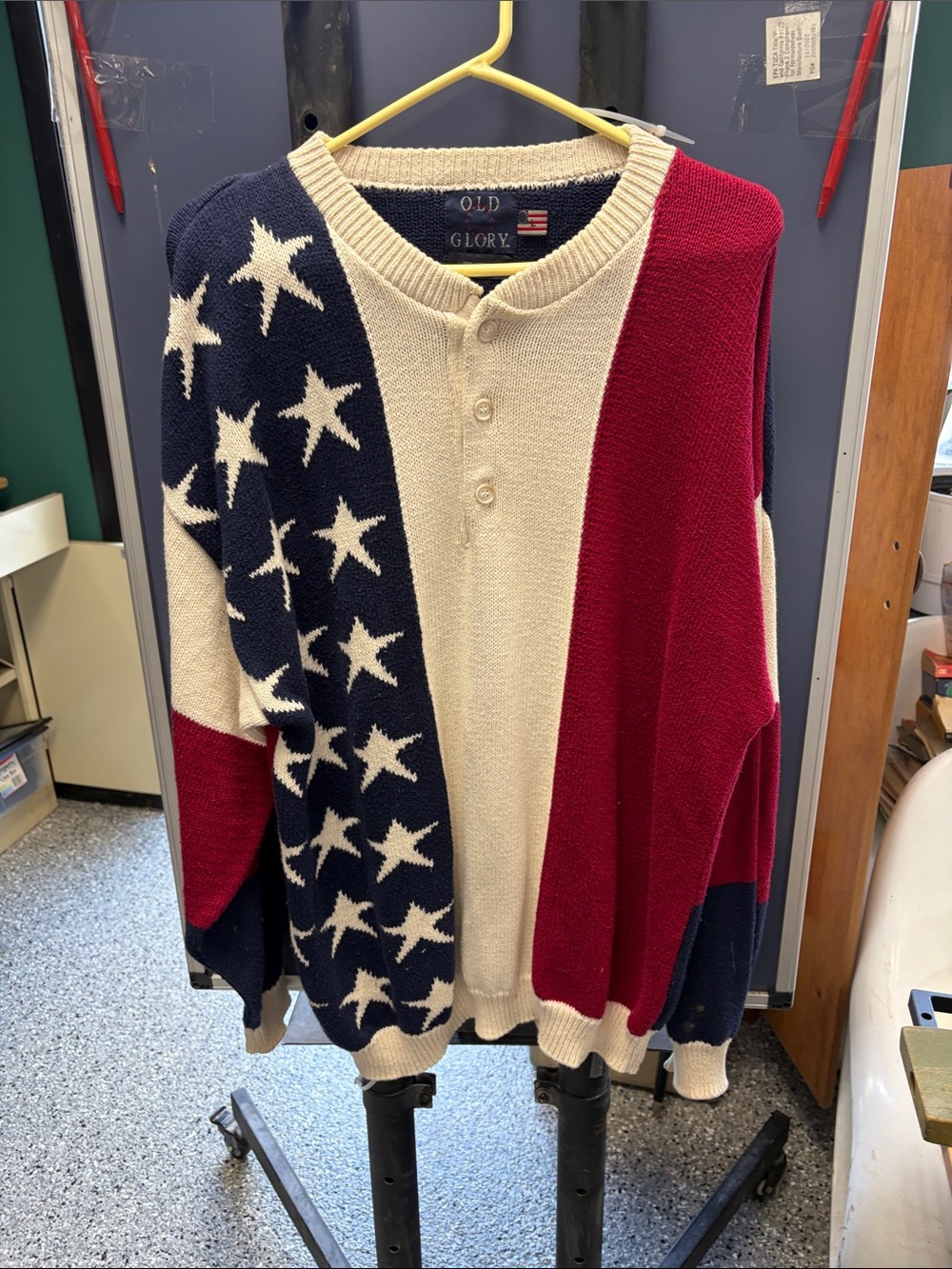 Old Glory Men's Patriotic Star & Stripe Knit Sweater - Red, White, Blue